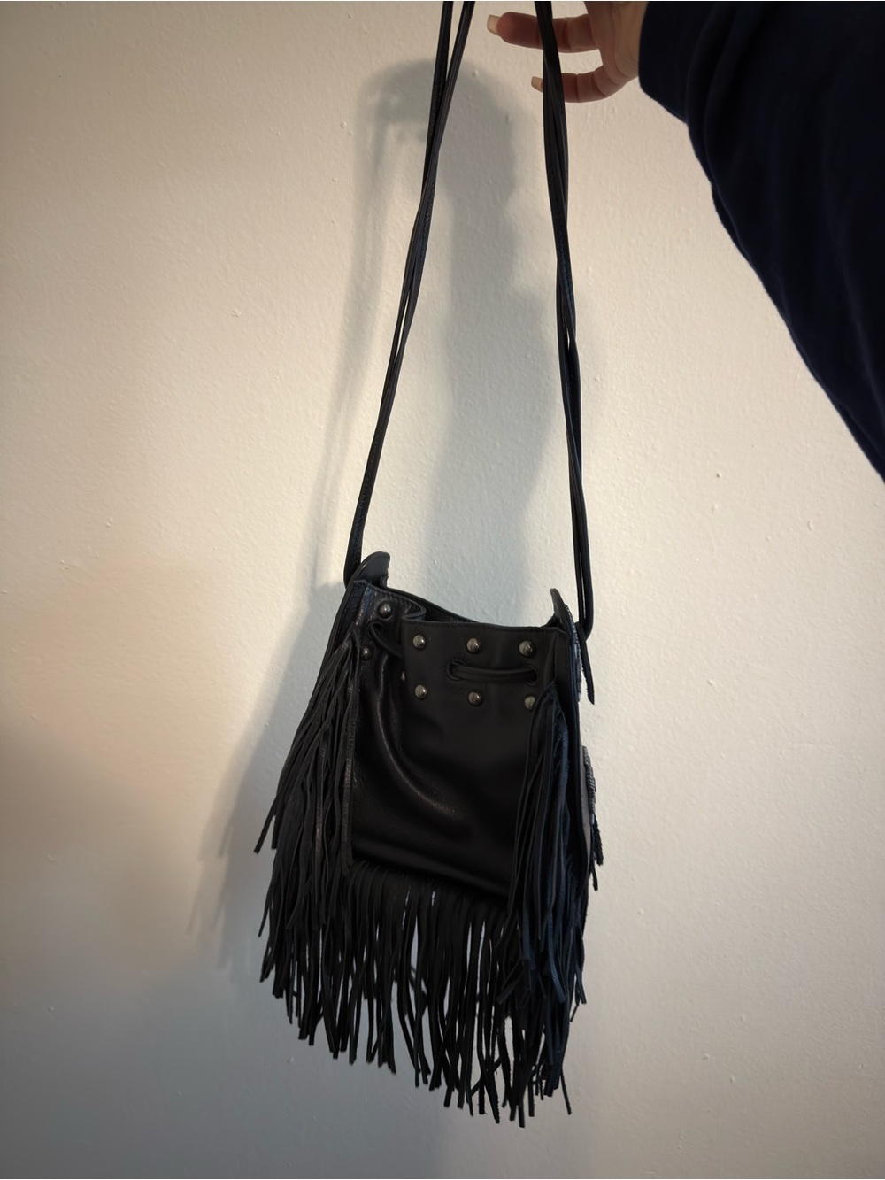 Zara Black Fringe Shoulder Crossbody Bag
